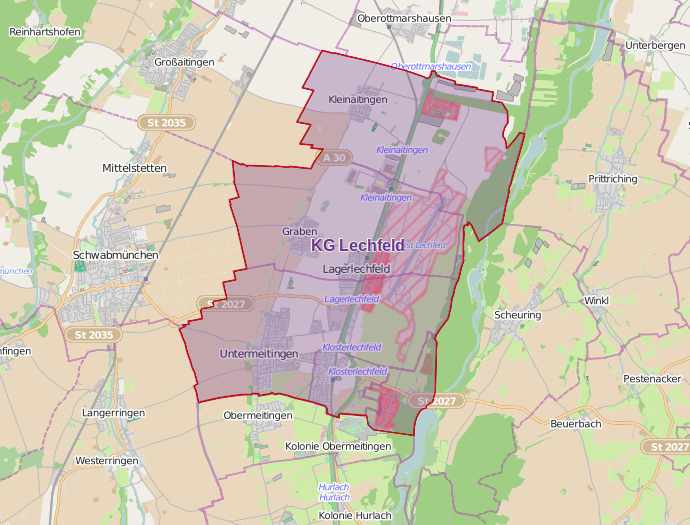 Karte Gemeindegebiet Versöhnungskirche Lechfeld